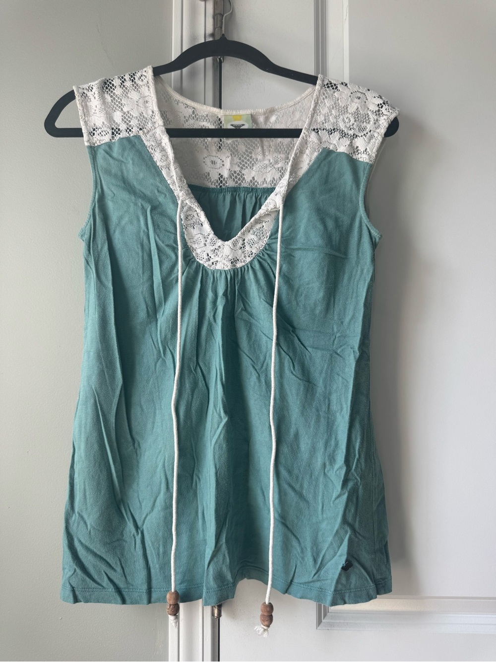 Roxy Y2K boho blue blouse top with lace size medium